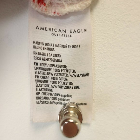 AE AMERICAN EAGLE OUTFITTERS Ivory White Crop Top MEDIUM Halter Smocked - Picture 8 of 9